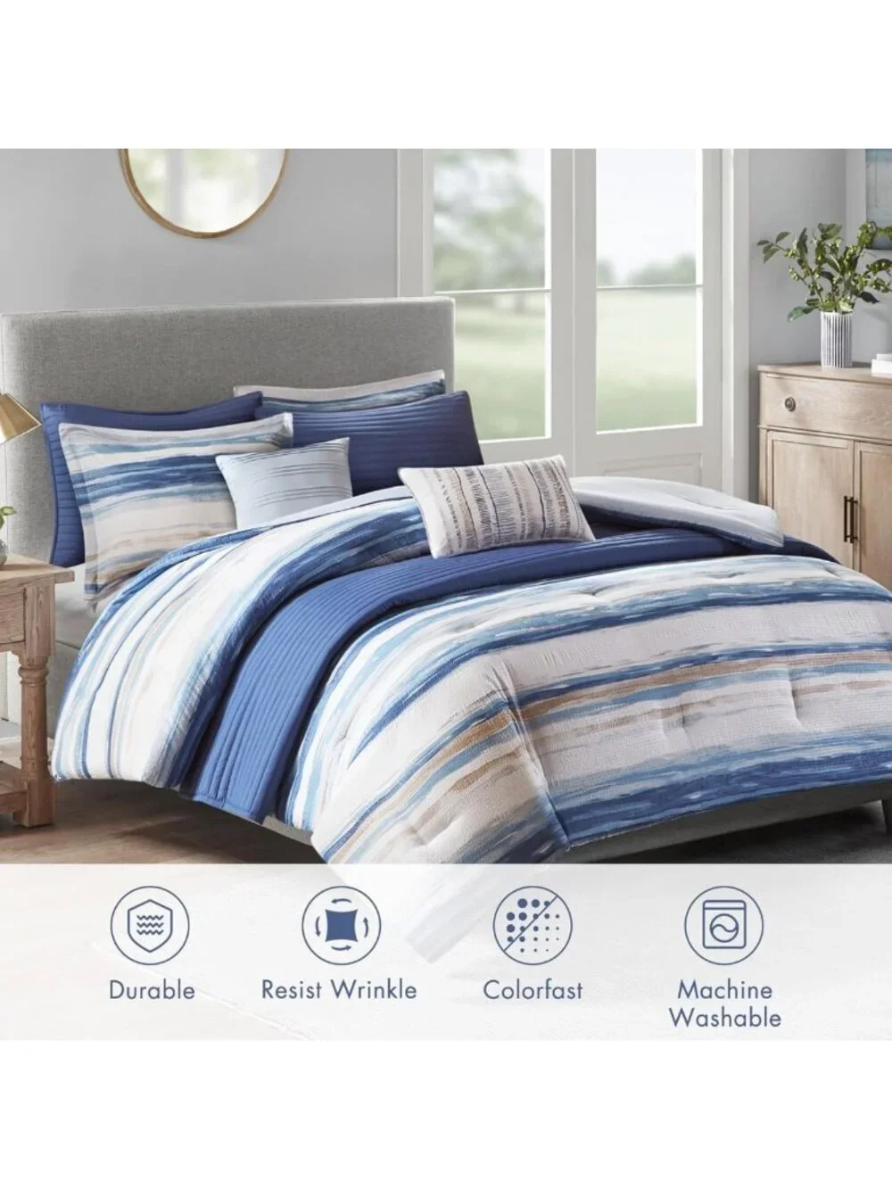 Modern Luxury Comforter Set - All Season Down Alternative, Matching Shams